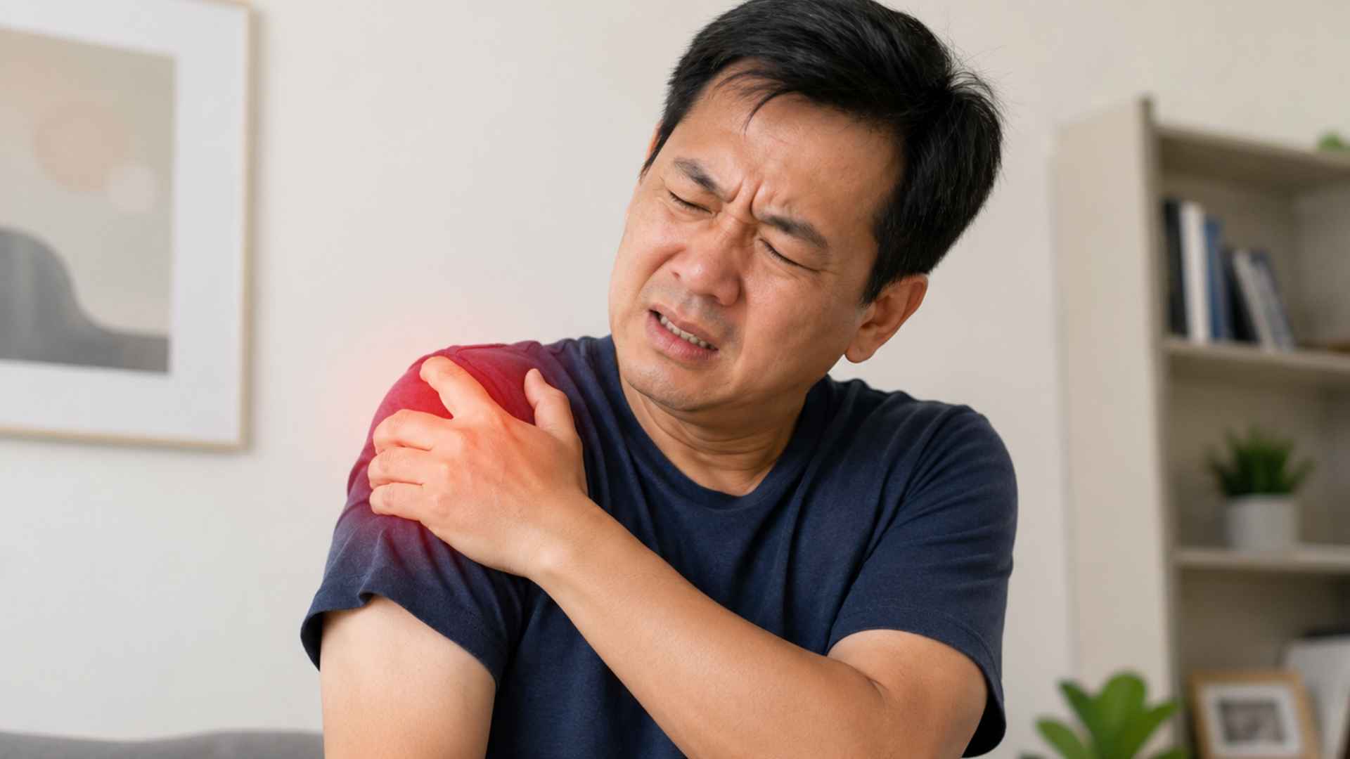a man is suffering from frozen shoulder
